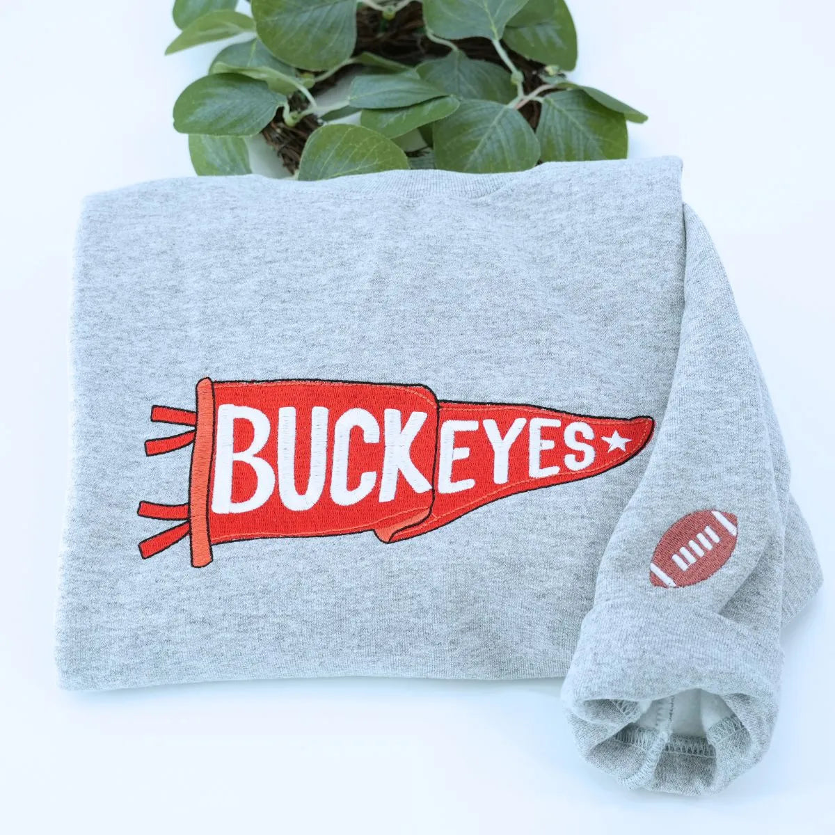 Custom Embroidered Pennant Sweatshirt or Hoodie with Team Name, College Football Sport Team Game Day Gift