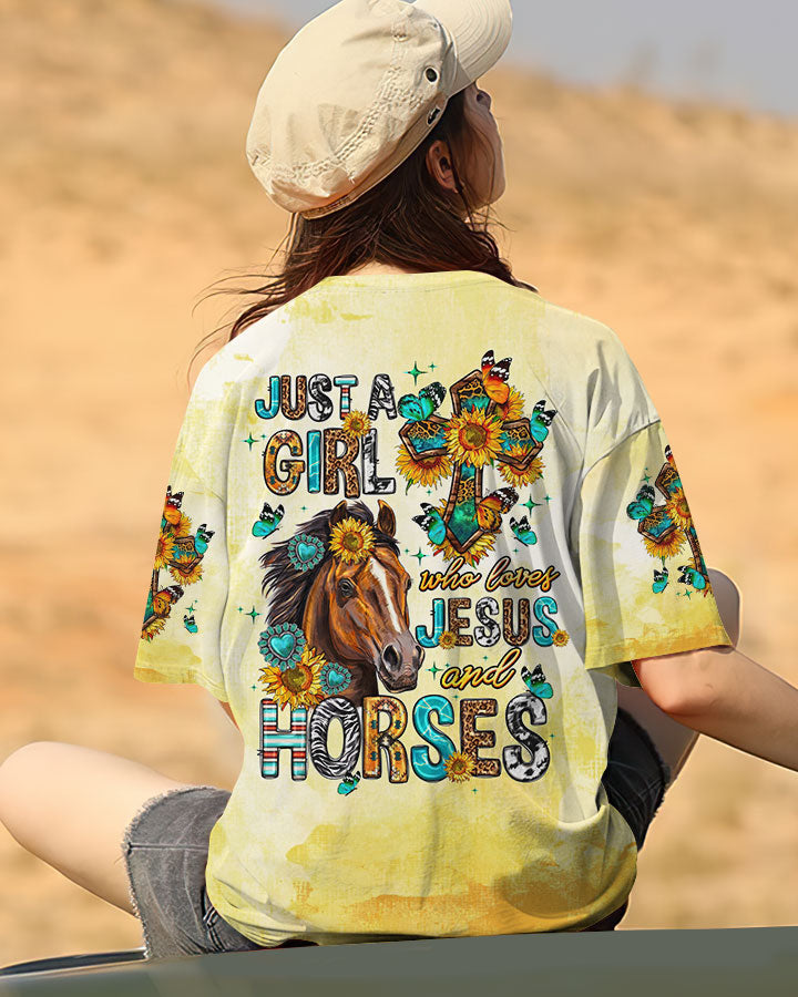 Just A Girl Who Loves Jesus And Horses Women's All Over Print Shirt - Tltw0807236