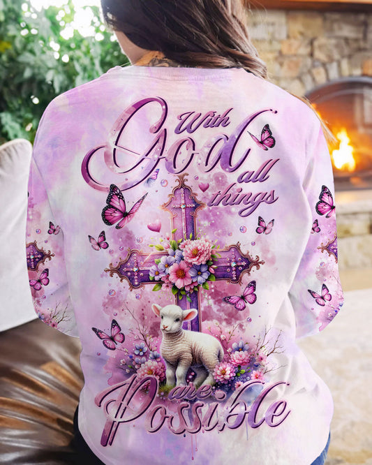 With God All Things Are Possible Lamb Women's All Over Print Shirt - Tltr1112234