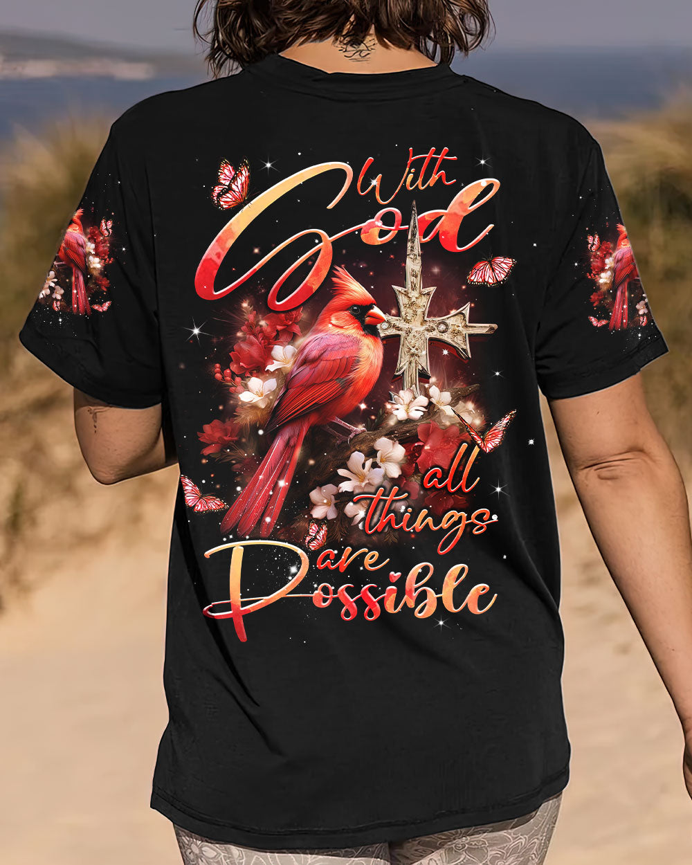 With God All Things Are Possible Cardinal Women's All Over Print Shirt - Tlnt1310233