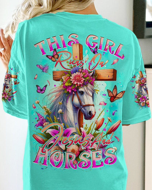 Runs On Jesus And Horses Women's All Over Print Shirt - Tytd0912232