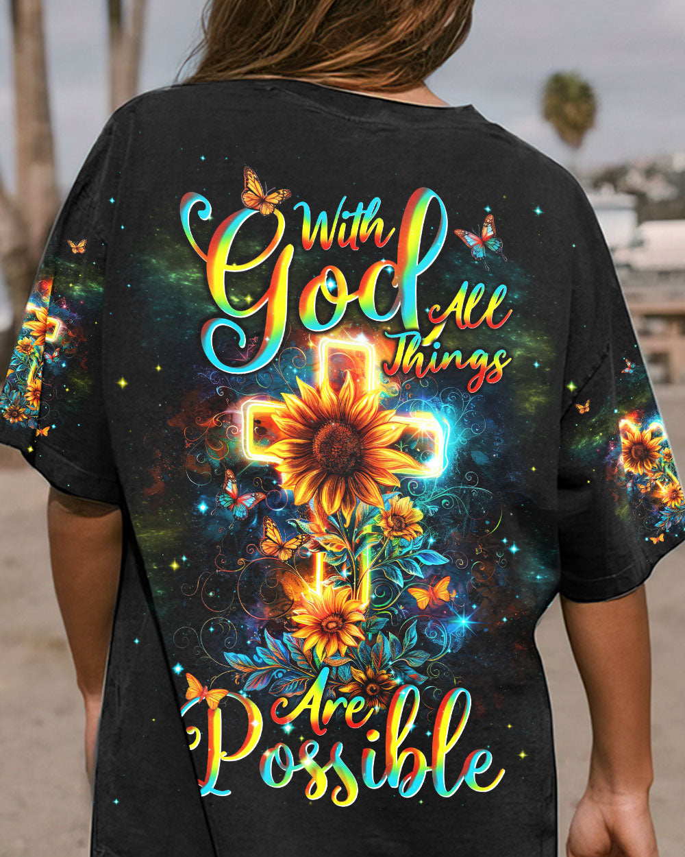 With God All Things Are Possible Sunflower Women's All Over Print Shirt - Tlnt1103242