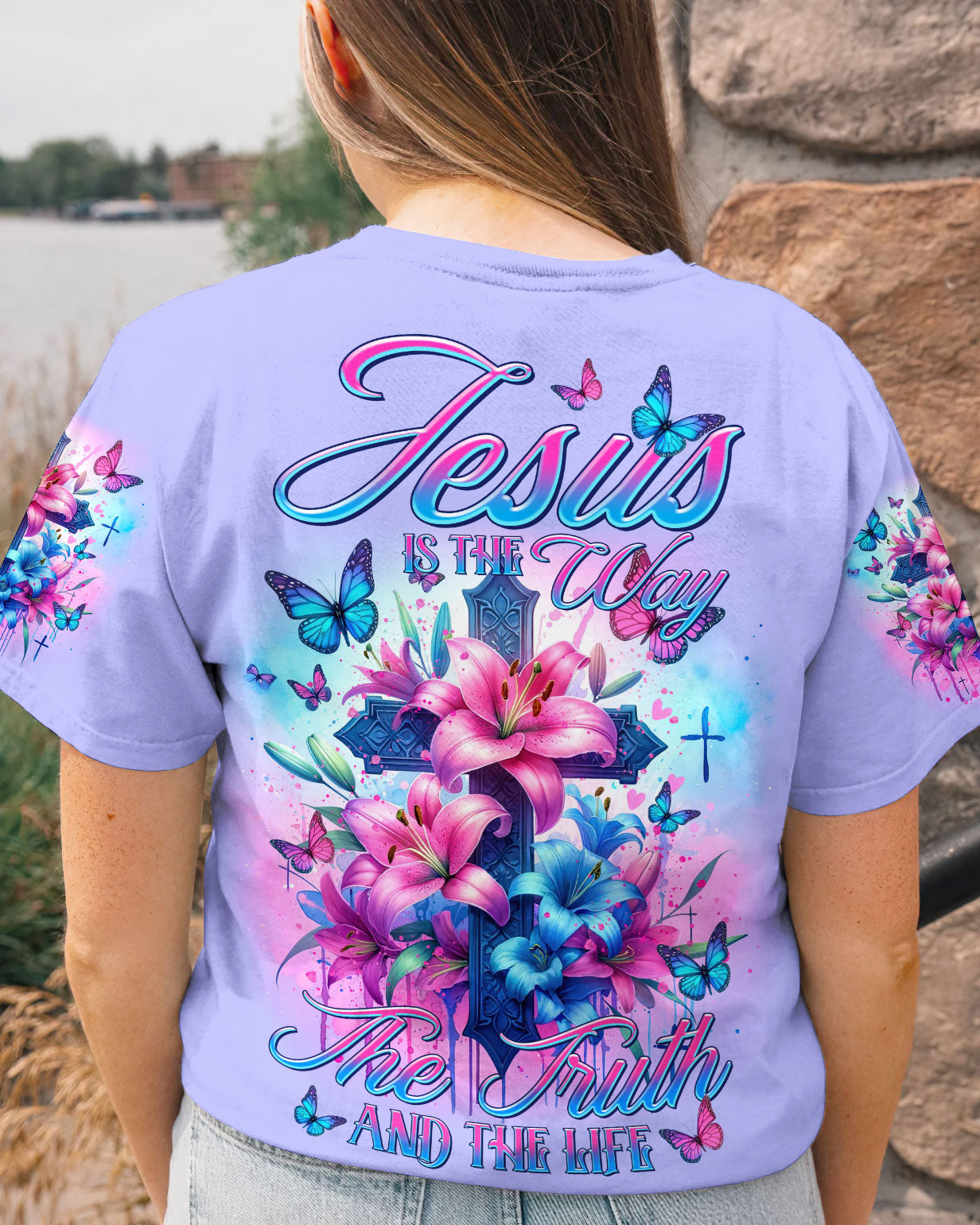 Jesus Is The Way Lilies Cross Women's All Over Print Shirt - Tltr3001241