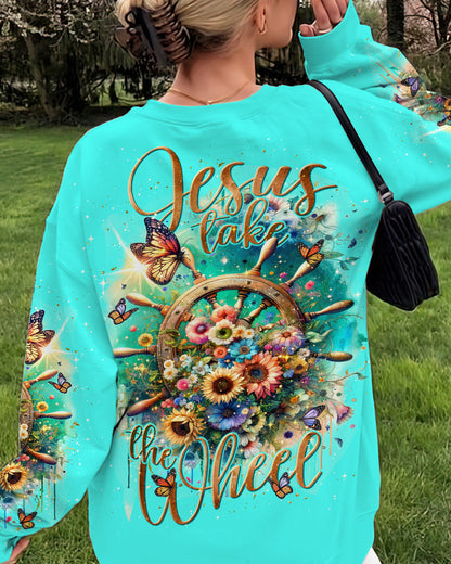 Jesus Take The Wheel Floral Women's All Over Print Shirt - Tlnt2411231