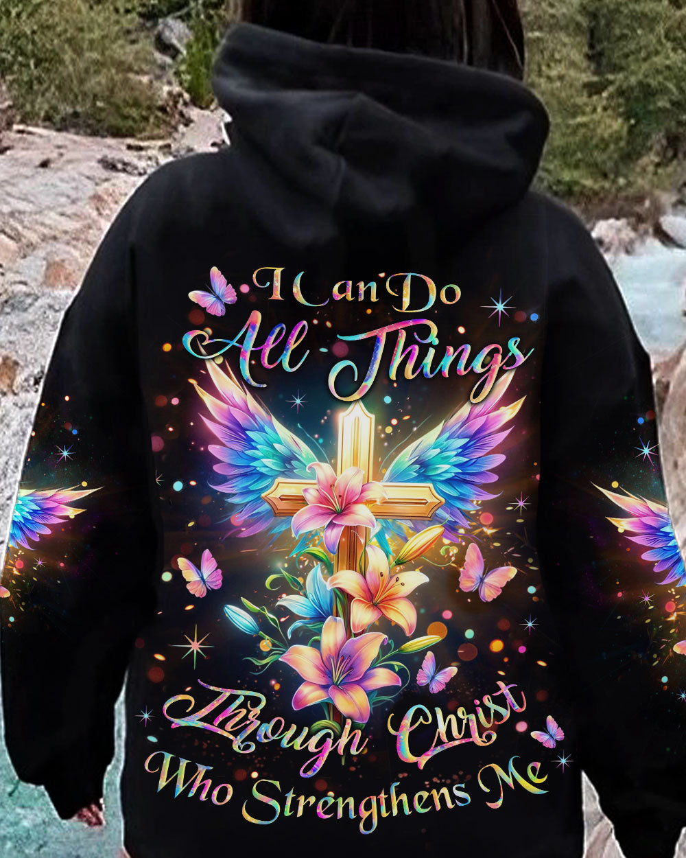 I Can Do All Things Through Christ Cross Wings Women's All Over Print Shirt - Yhlt2411233