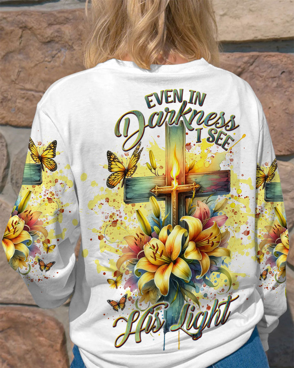 Even In Darkness Lilies Cross Women's All Over Print Shirt - Tlnt1902242