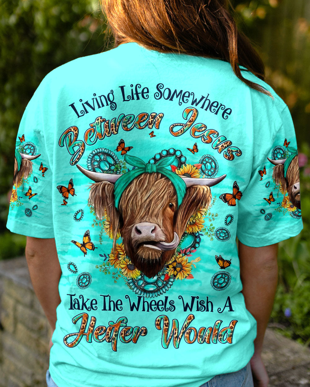 Living Life Somewhere Between Jesus Heifer Women's All Over Print Shirt - Yhln1407234