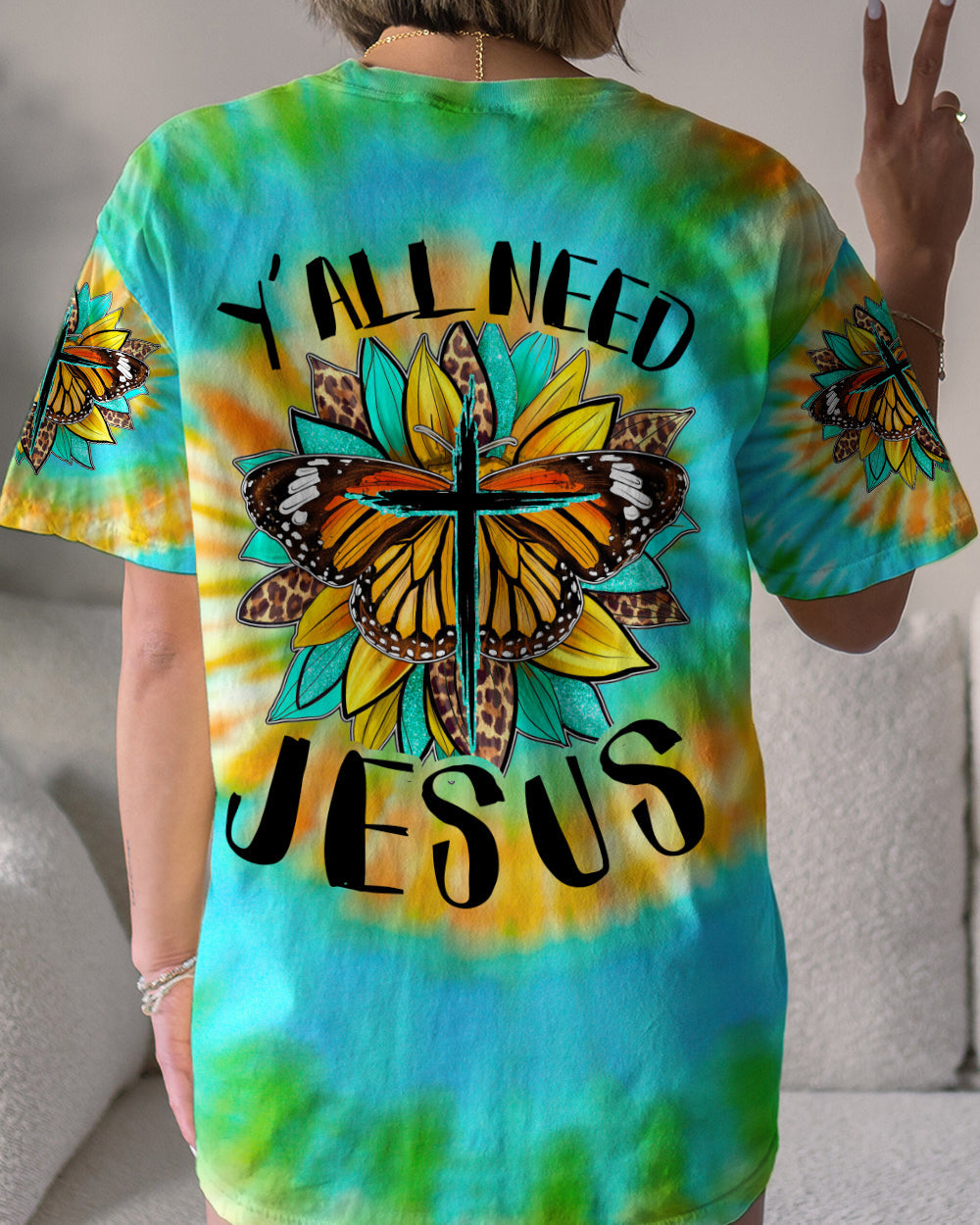 Y'all Need Jesus Tie Dye Women's All Over Print Shirt - Tytd1007235