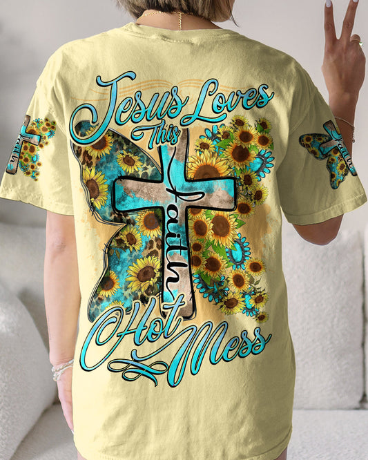 Jesus Loves This Hot Mess Women's All Over Print Shirt - Tytd2707231