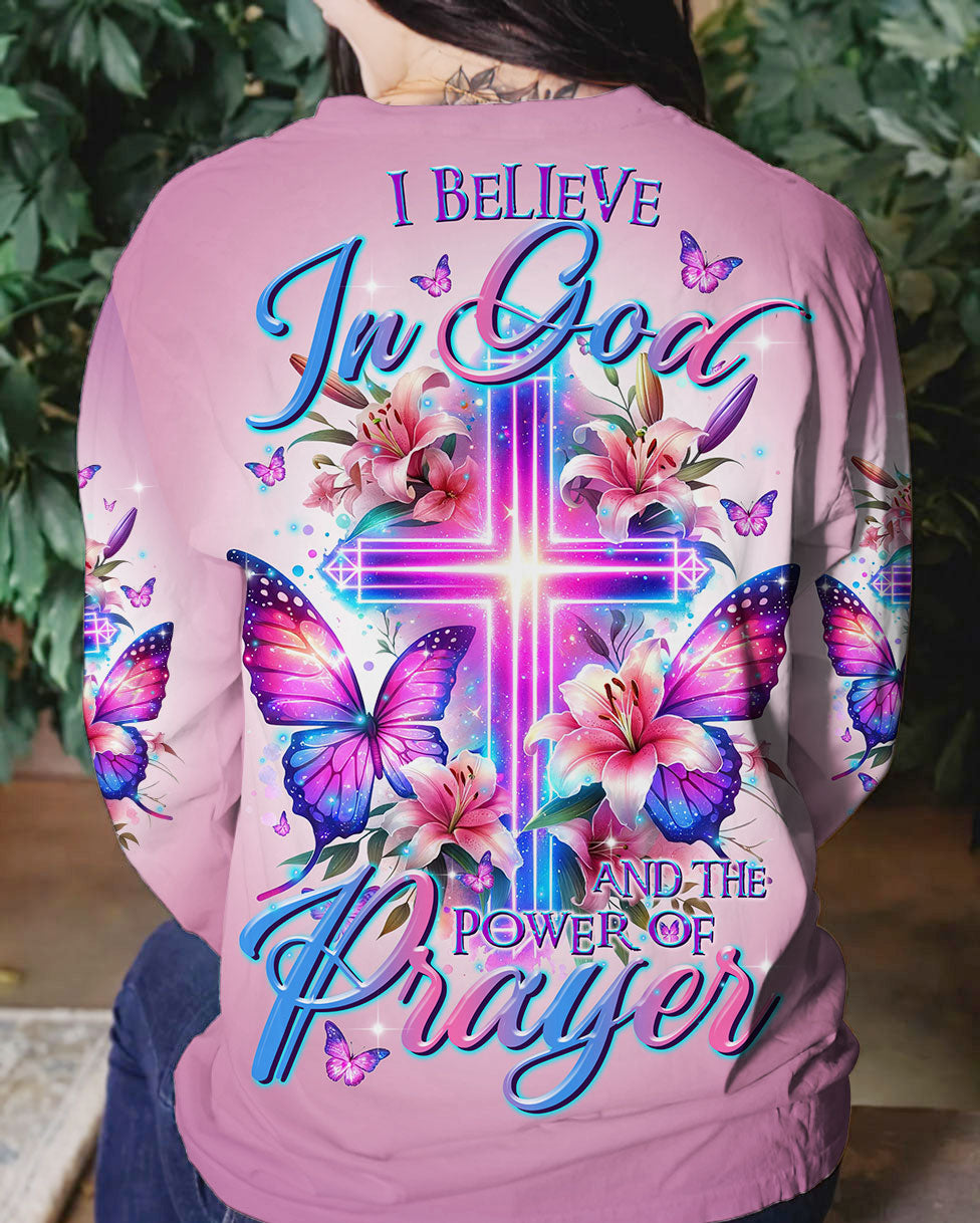 I Believe In God Glowing Cross Lilies Women's All Over Print Shirt - Tltr0112233