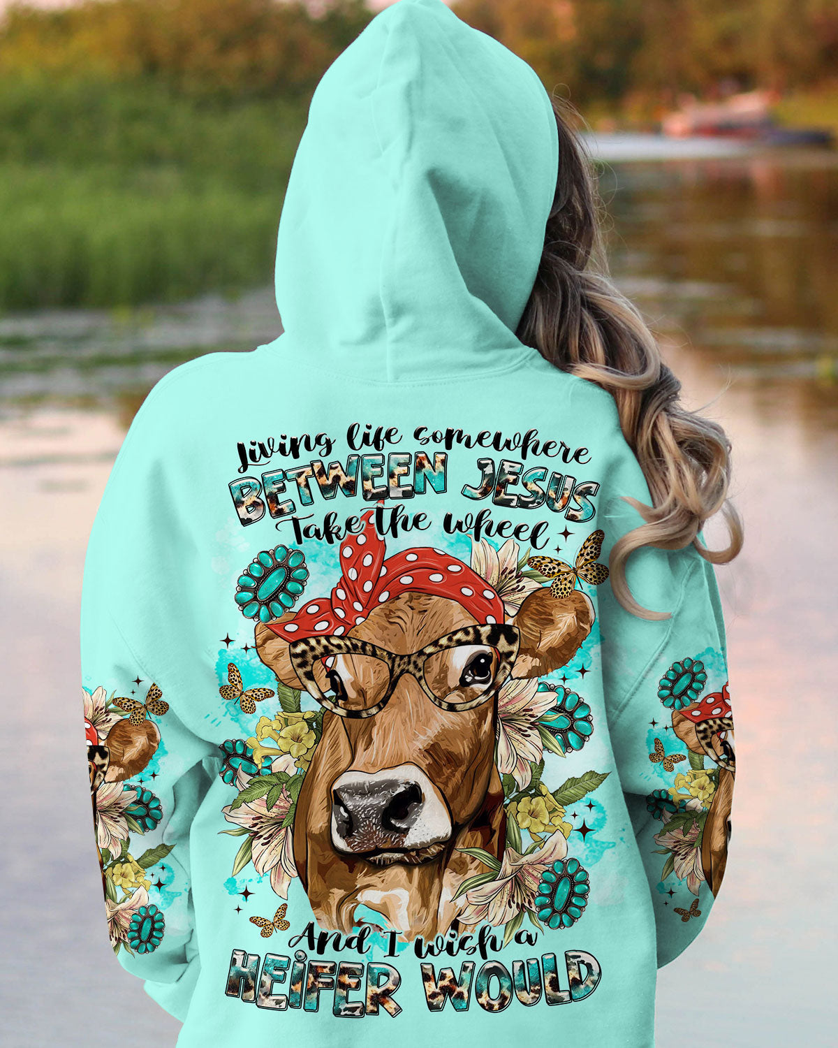 Living Life Somewhere Between Jesus Cow Women's All Over Print Shirt - Tltr2311233