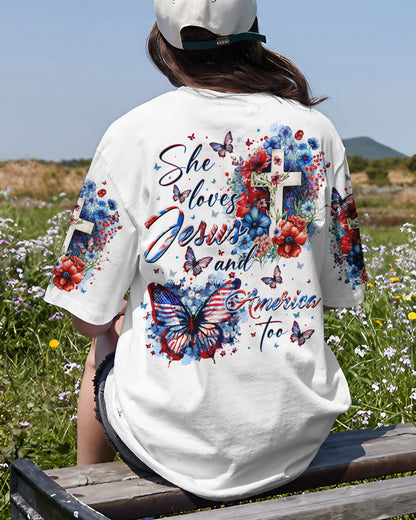 She Loves Jesus And America Too Women's All Over Print Shirt - Tltr2107231