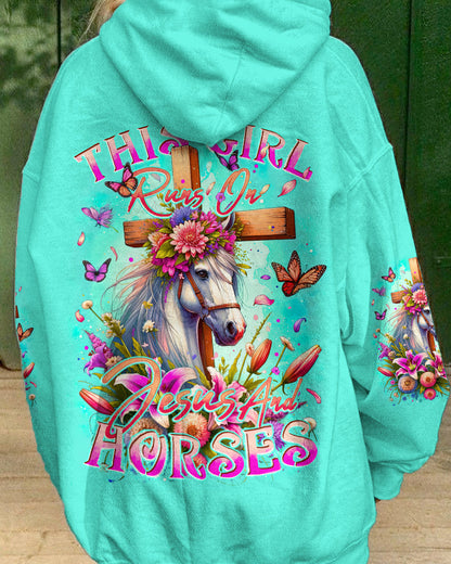 Runs On Jesus And Horses Women's All Over Print Shirt - Tytd0912232