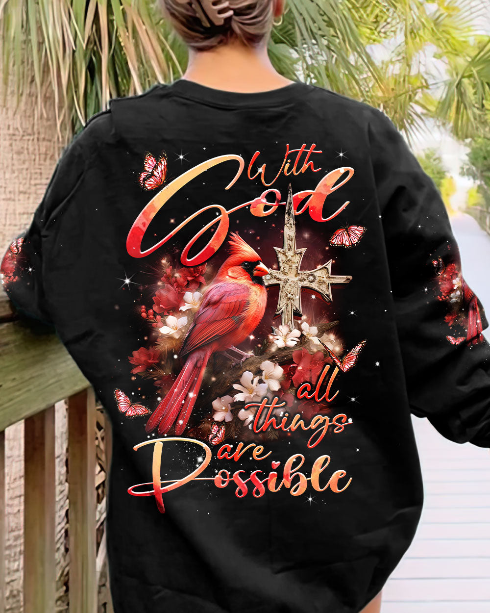 With God All Things Are Possible Cardinal Women's All Over Print Shirt - Tlnt1310233