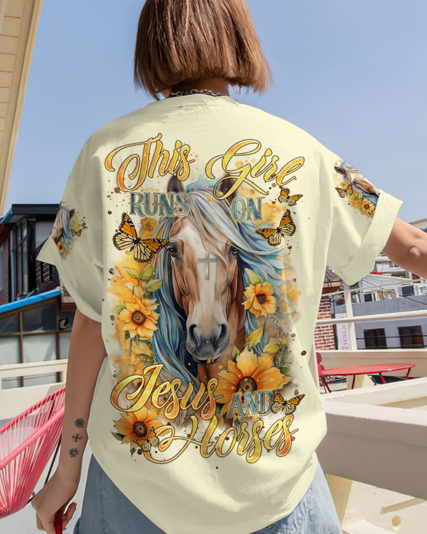 Runs On Jesus And Horses Women's All Over Print Shirt - Tltr0901241