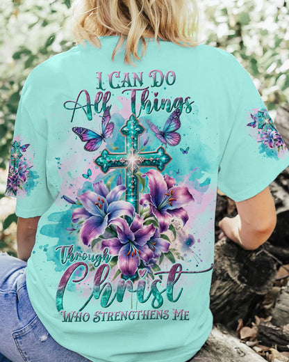 I Can Do All Things Through Christ Cross Lilies Flower Women's All Over Print Shirt - Tlnt2811234