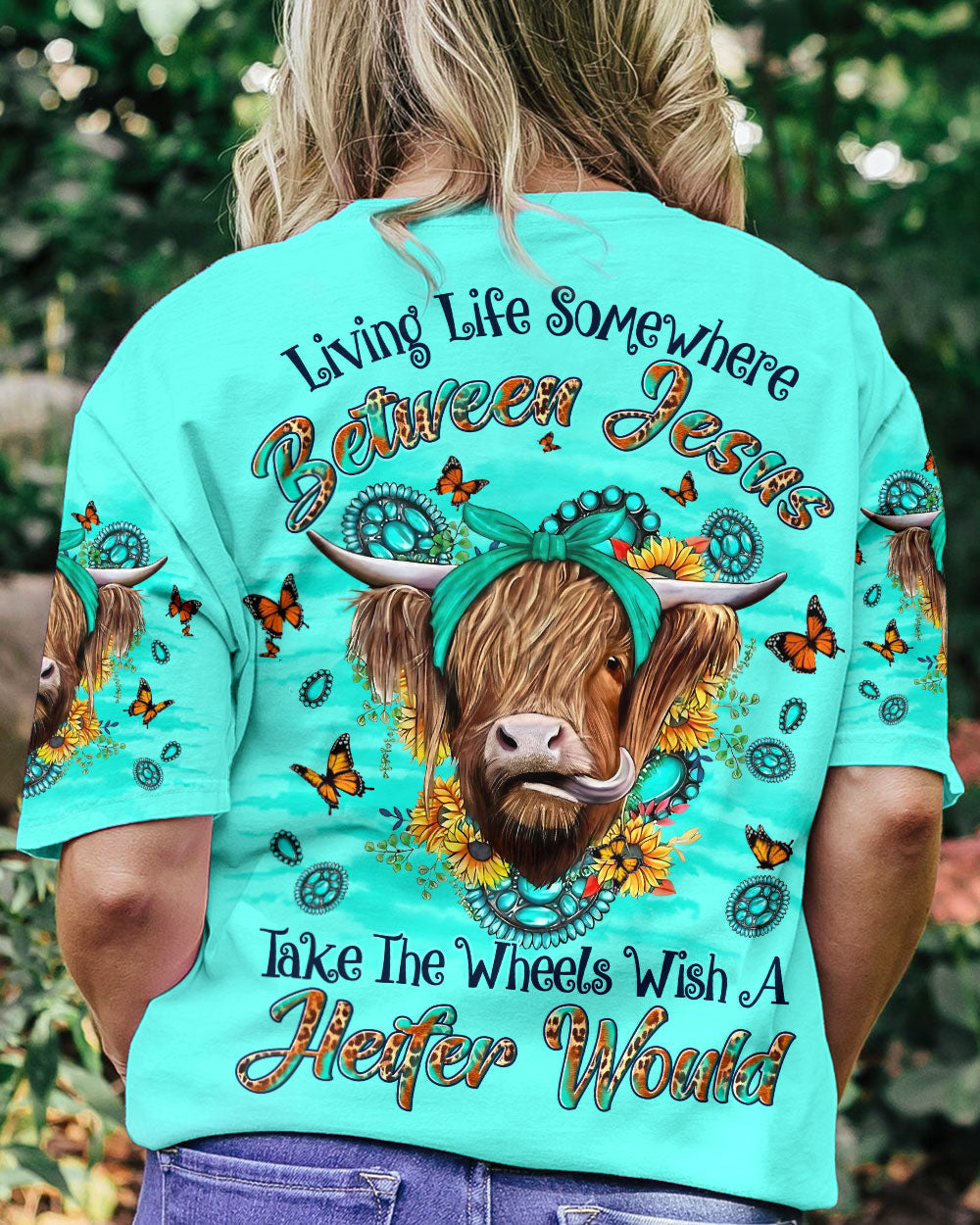 Living Life Somewhere Between Jesus Heifer Women's All Over Print Shirt - Yhln1407234