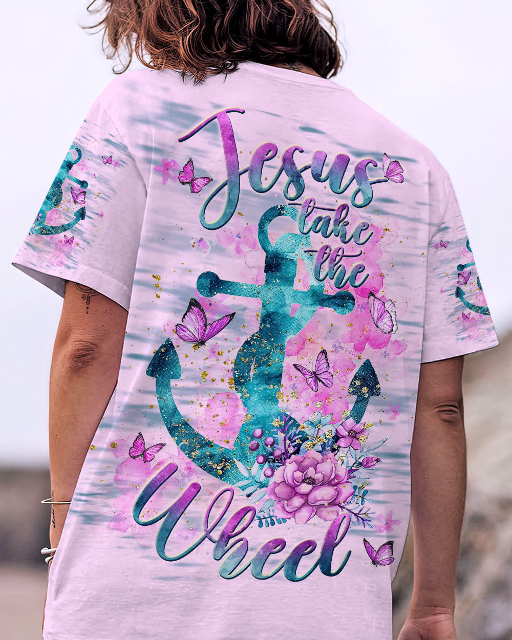 Jesus Take The Wheel Anchor Flower Women's All Over Print Shirt - Tlnt2211234