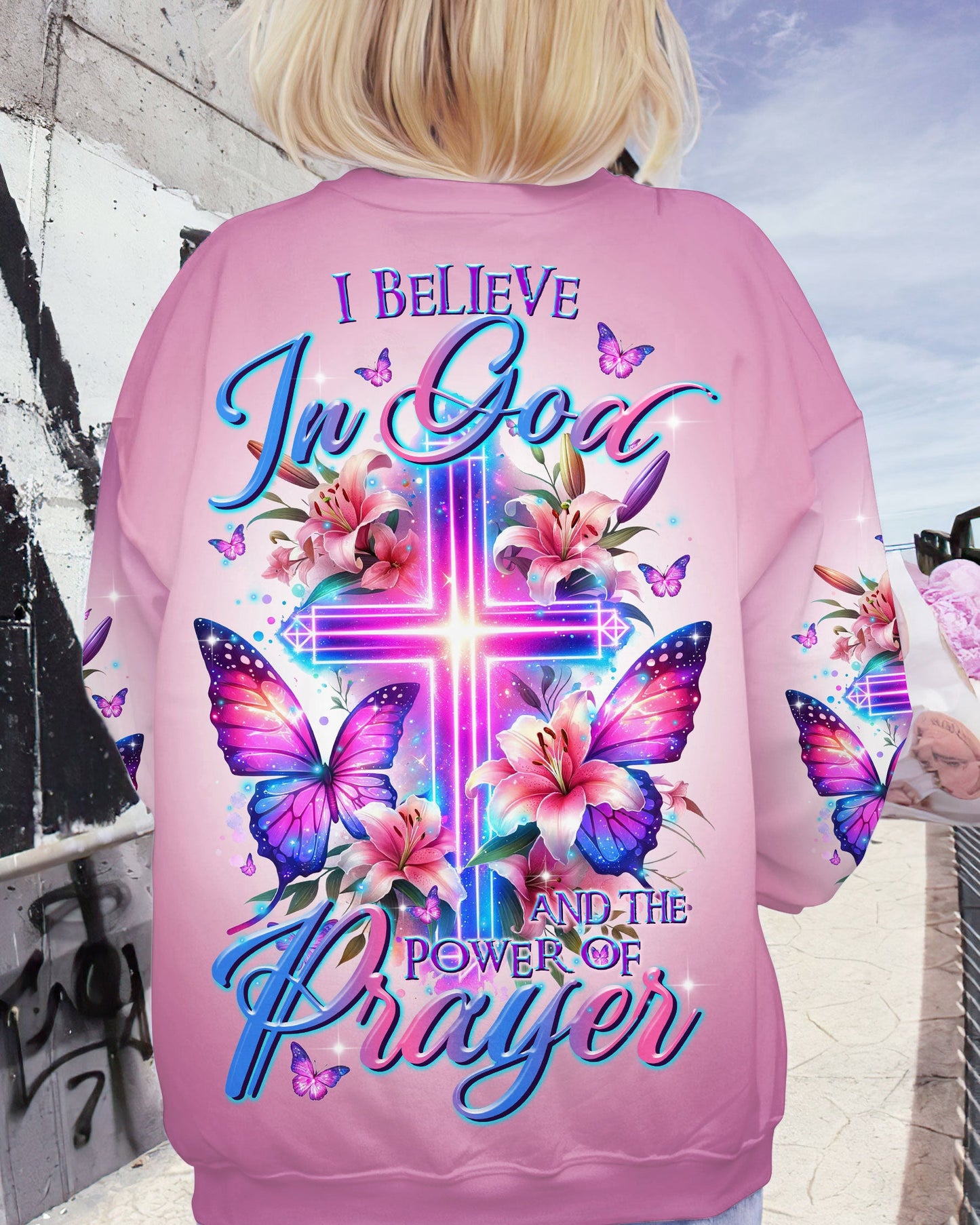 I Believe In God Glowing Cross Lilies Women's All Over Print Shirt - Tltr0112233