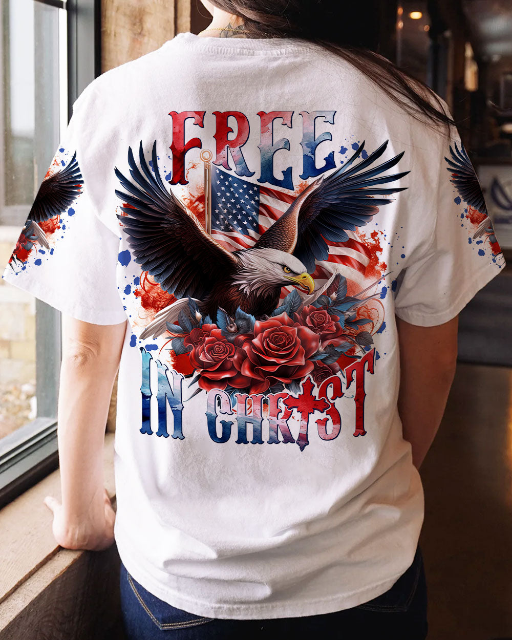 Free In Christ Eagle Women's All Over Print Shirt - Tlnt1807232