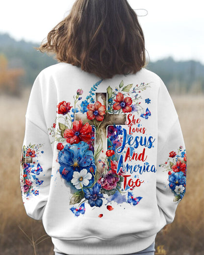 She Loves Jesus And America Too Women's All Over Print Shirt - Tltw2407233