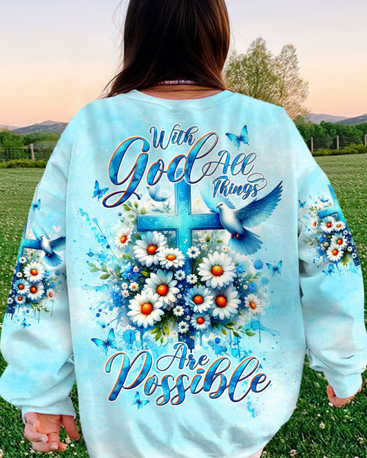 With God All Things Are Possible Daisies Women's All Over Print Shirt - Tltw2902244