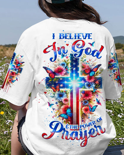 I Believe In God Cross Floral Women's All Over Print Shirt - Tltw0602244