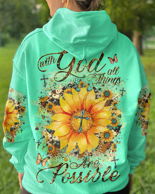 With God All Things Are Possible Sunflower Women's All Over Print Shirt - Yhhg1909231