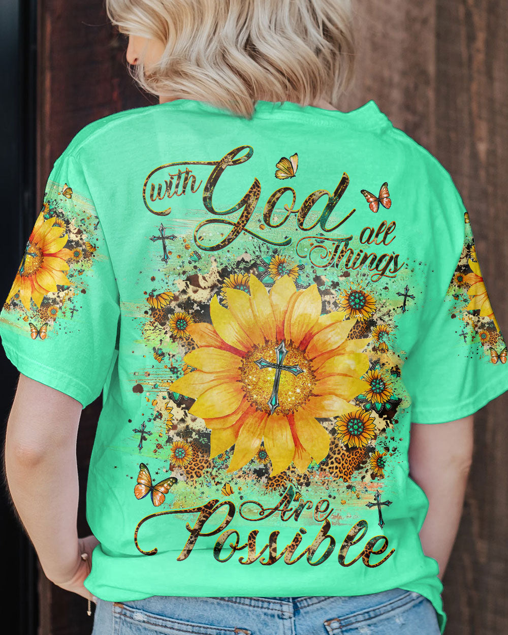 With God All Things Are Possible Sunflower Women's All Over Print Shirt - Yhhg1909231