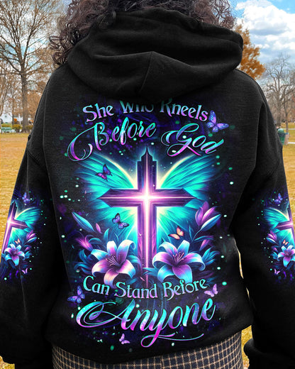 She Who Kneels Before God Cross Wings Women's All Over Print Shirt - Yhdu2411233