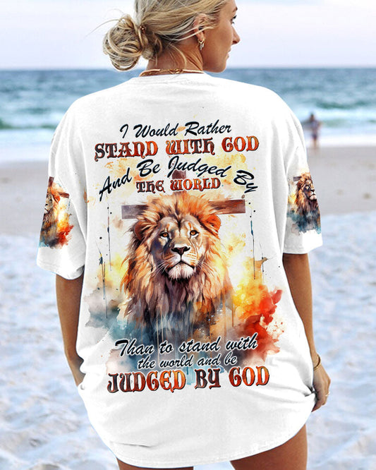 I Would Rather Stand With God Painting Lion Women's All Over Print Shirt - Tltw0410233