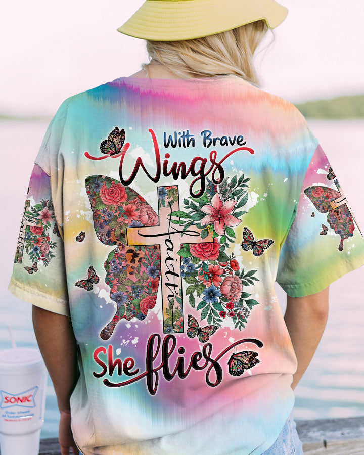 With Brave Wings She Flies Women's All Over Print Shirt - Tltw1307234