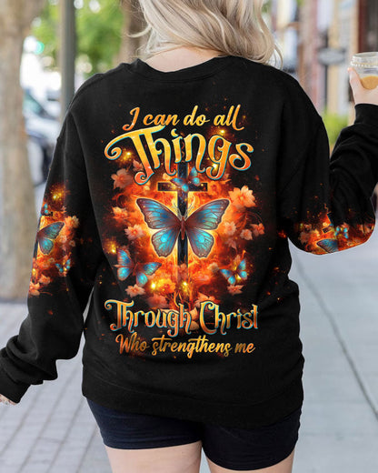 I Can Do All Things Through Christ Butterfly Cross Women's All Over Print Shirt - Tltw1410234