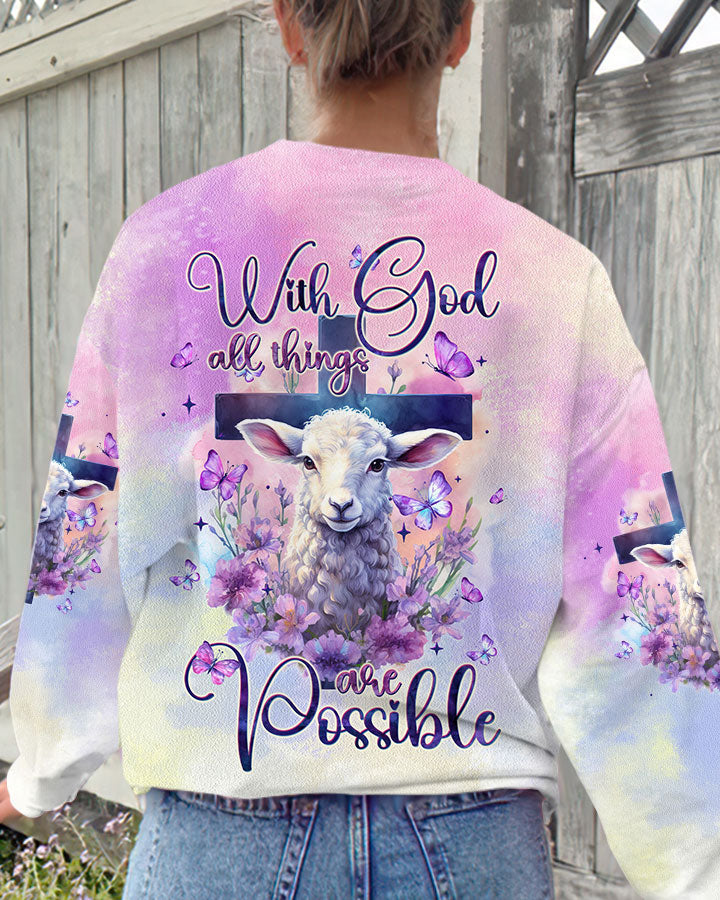 With God All Things Are Possible Lamb Women's All Over Print Shirt - Tltw0910235