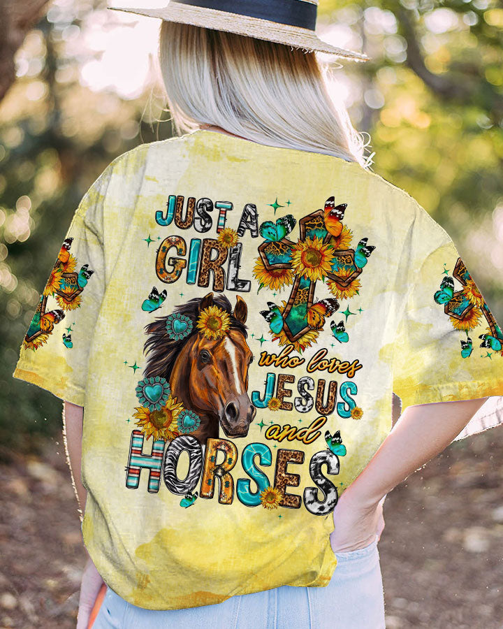 Just A Girl Who Loves Jesus And Horses Women's All Over Print Shirt - Tltw0807236