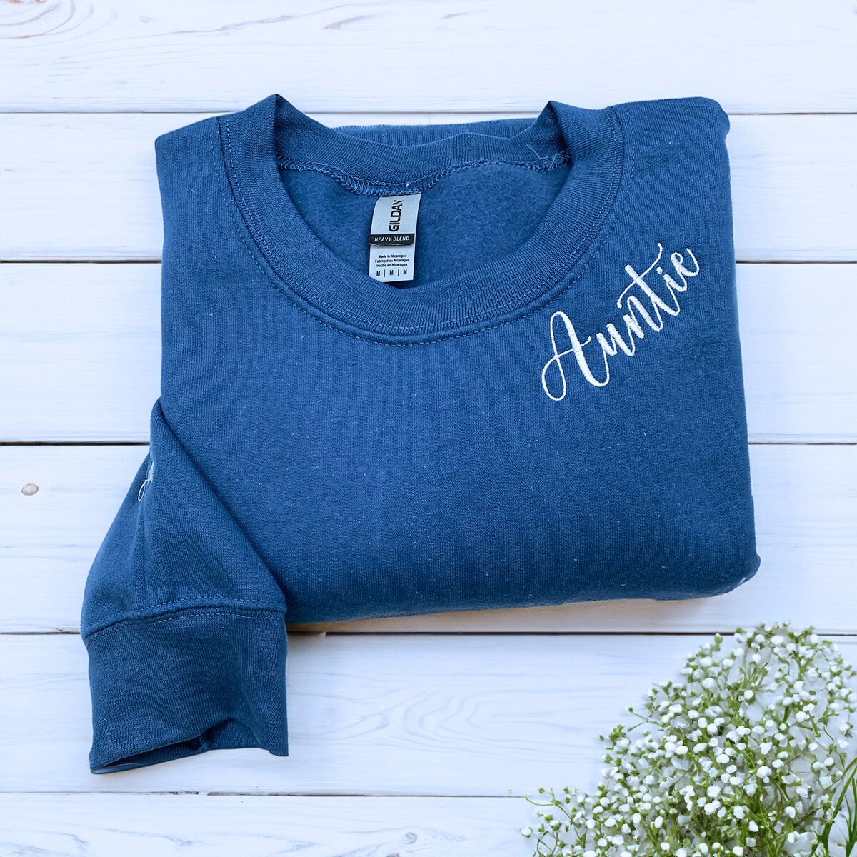 Aunt Sweatshirt or Hoodie with Niece or Nephew Names on Sleeve, Custom Embroidered Gift for Aunt