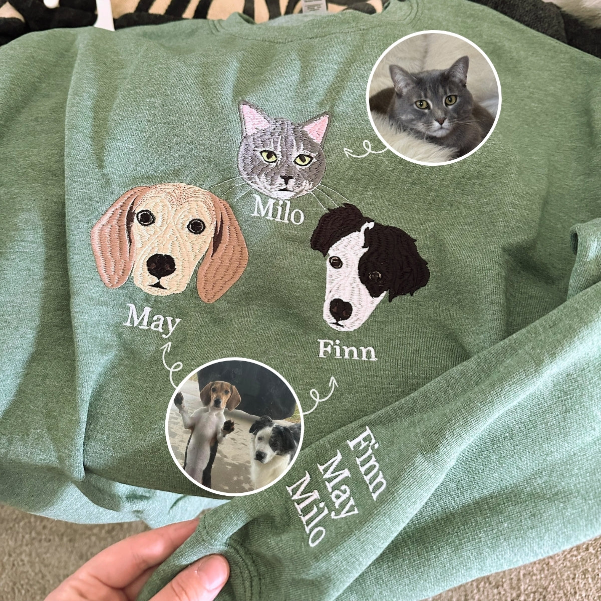 Beagle Sweatshirt or Hoodie, Custom Embroidered Gift from Photo Name