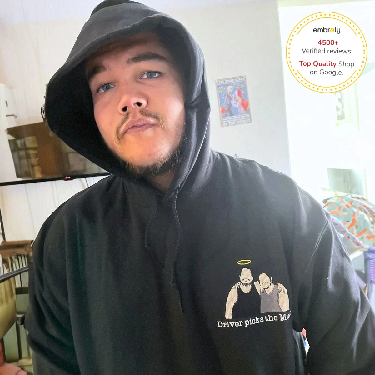 Custom Embroidered Line Art Hoodie from Your Photo, Memorial Sweatshirts