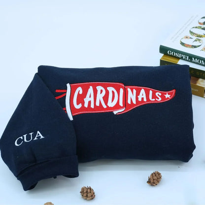 Custom Embroidered Pennant Sweatshirt or Hoodie with Team Name, College Football Sport Team Game Day Gift