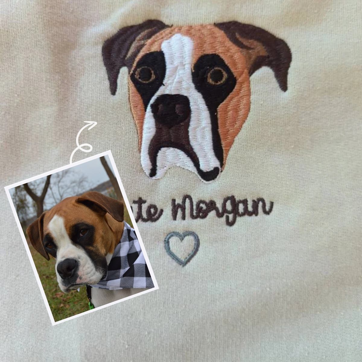 Boxer Sweatshirt or Hoodie, Custom Embroidered Gift from Photo Name