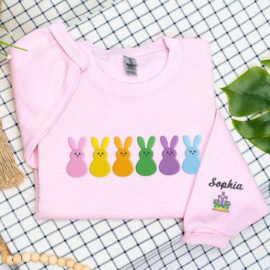 Bunny Sweatshirt or Hoodie, Custom Embroidered Easter Gift