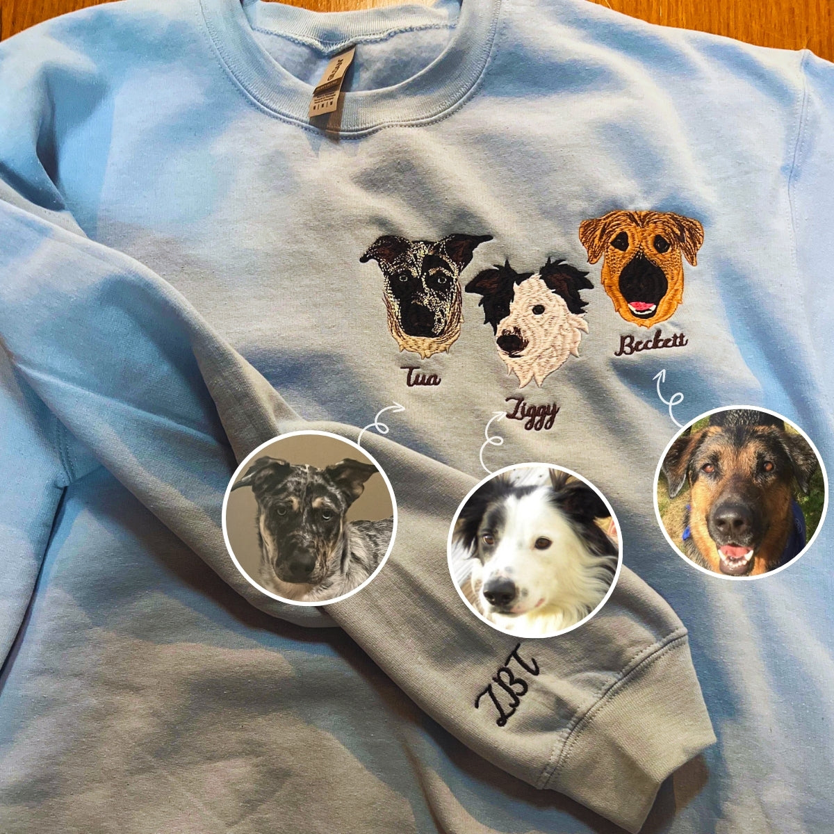 Beagle Sweatshirt or Hoodie, Custom Embroidered Gift from Photo Name