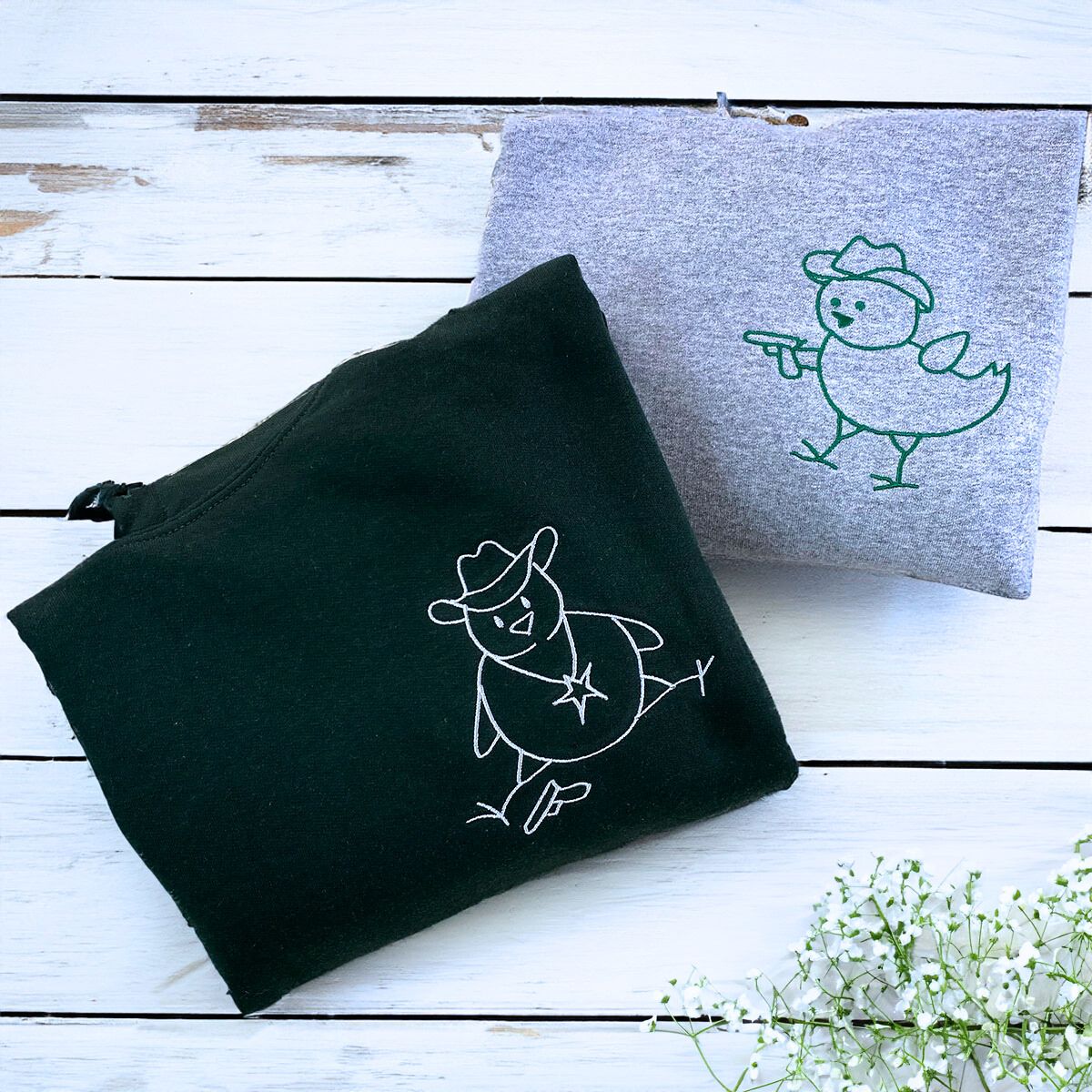 Couple Chicken Sweatshirt or Hoodie Matching, Custom Embroidered Valentine's Day Gifts for Couple