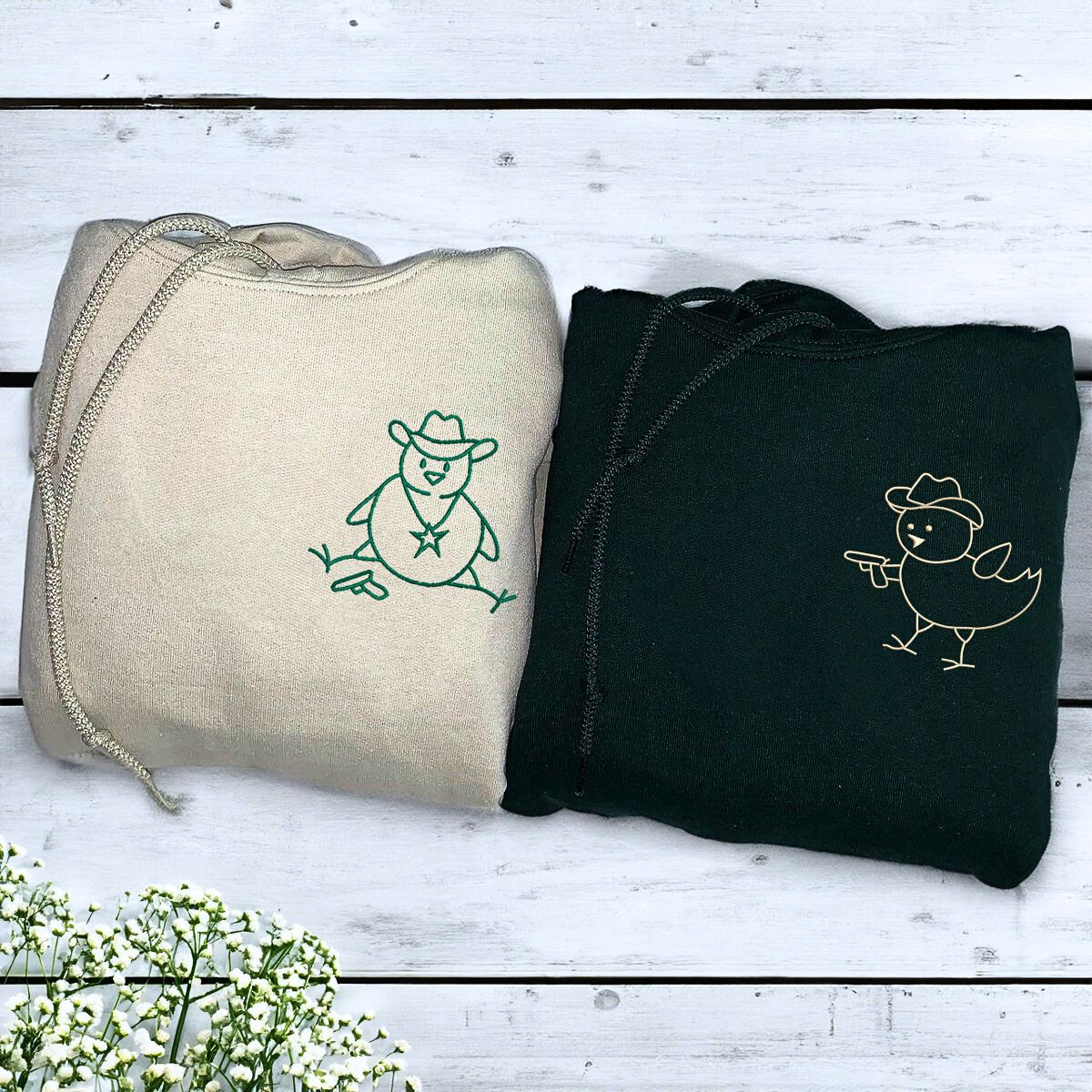 Couple Chicken Sweatshirt or Hoodie Matching, Custom Embroidered Valentine's Day Gifts for Couple