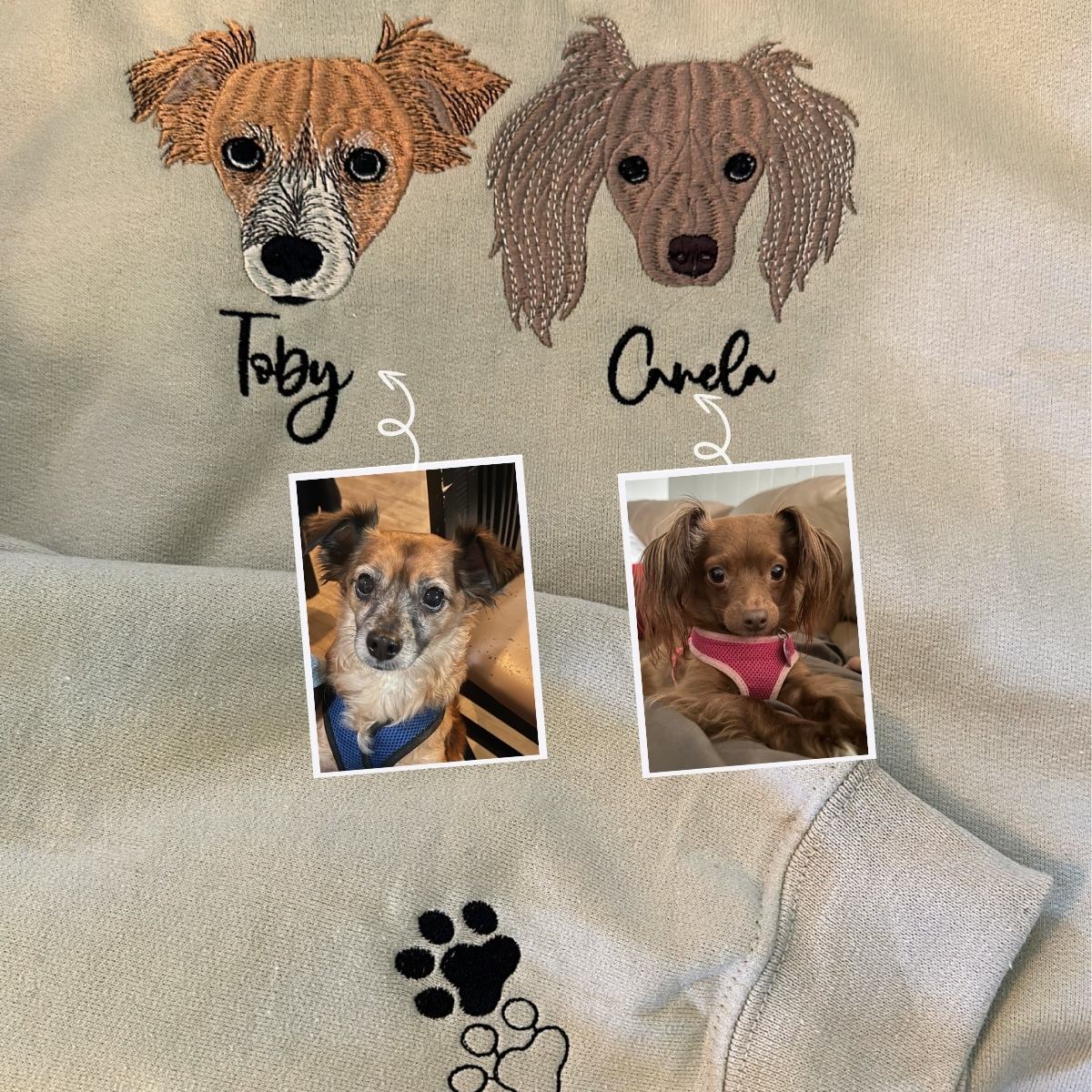 Chihuahua Sweatshirt or Hoodie, Custom Embroidered Gift from Photo Name