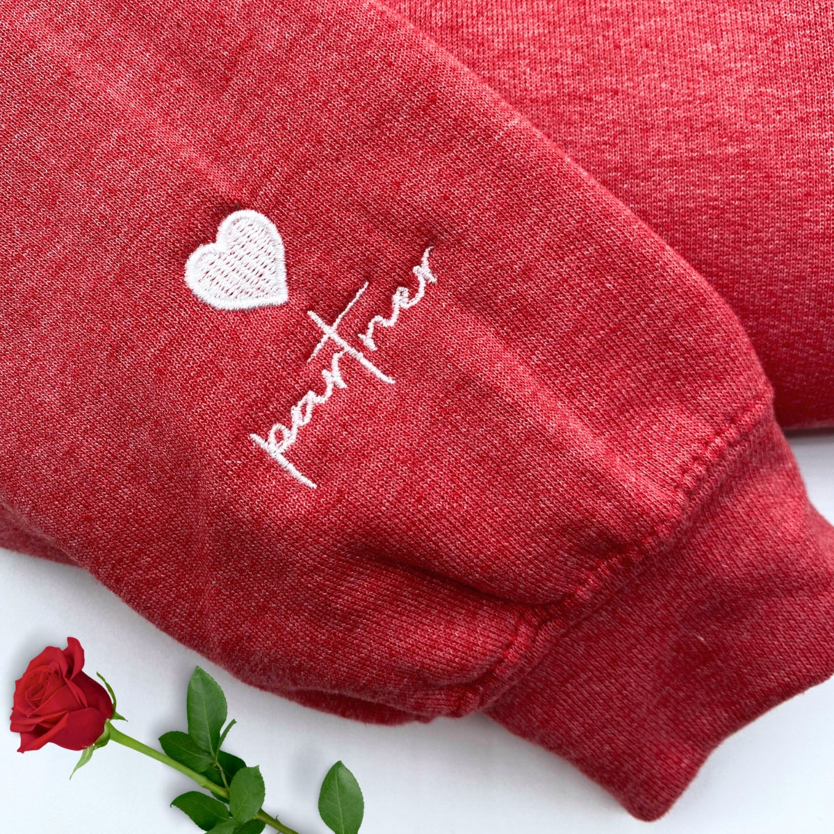 Custom Embroidered Initial Heart Sweatshirt, Couple Shirt, Initial On Sleeve, Couple's Shirt, Wedding, Valentines Gift