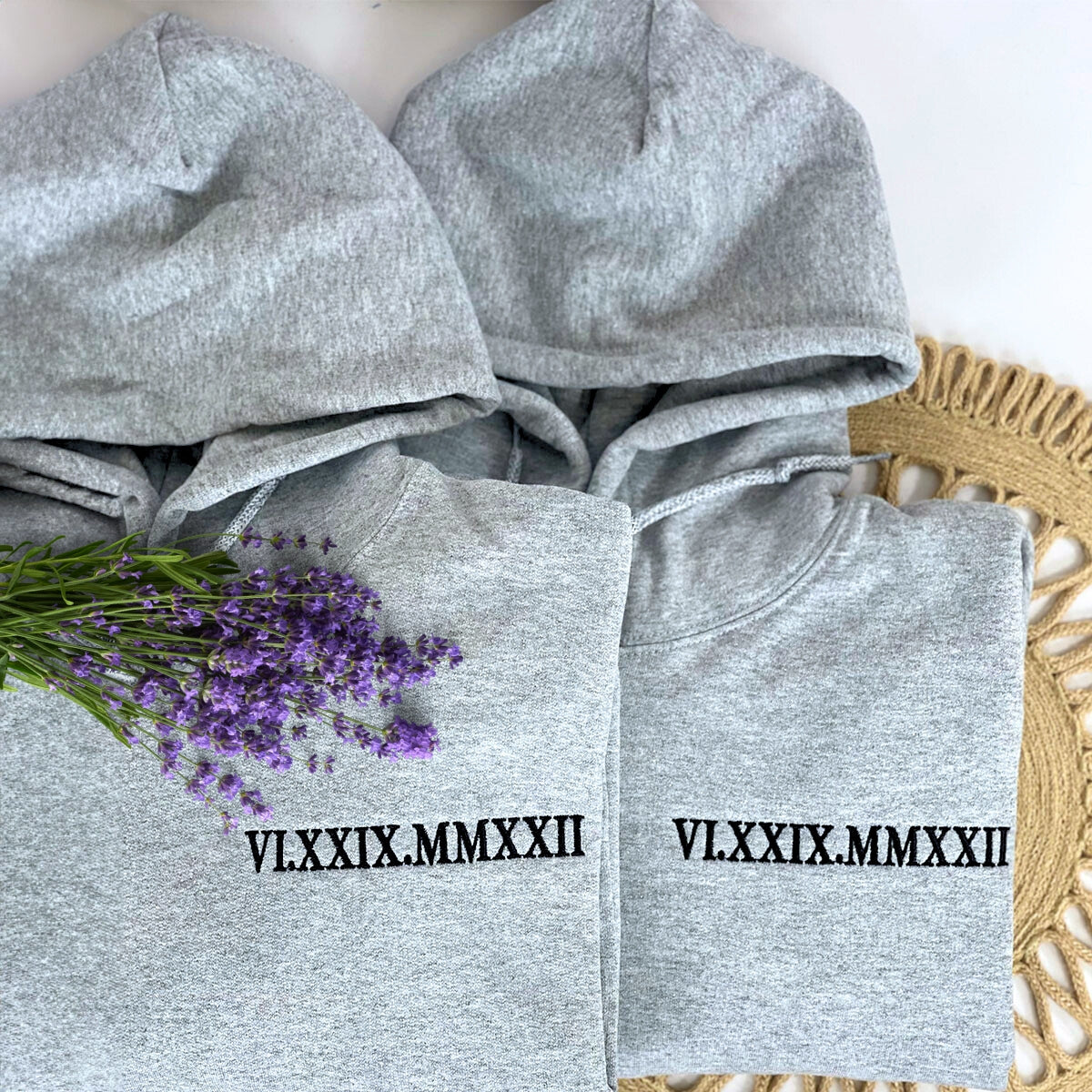 Custom Embroidered Roman Numeral Sweatshirt, Personalized Anniversary Gift for Matching Couples