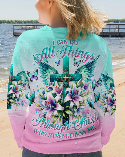 I Can Do All Things Through Christ Cross Lilies Women's All Over Print Shirt - Tlno0412234