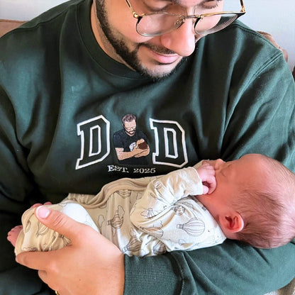 Custom Dad Life Photo Hoodie or Sweatshirt – Personalized Embroidered Gift for Father’s Day Birthday