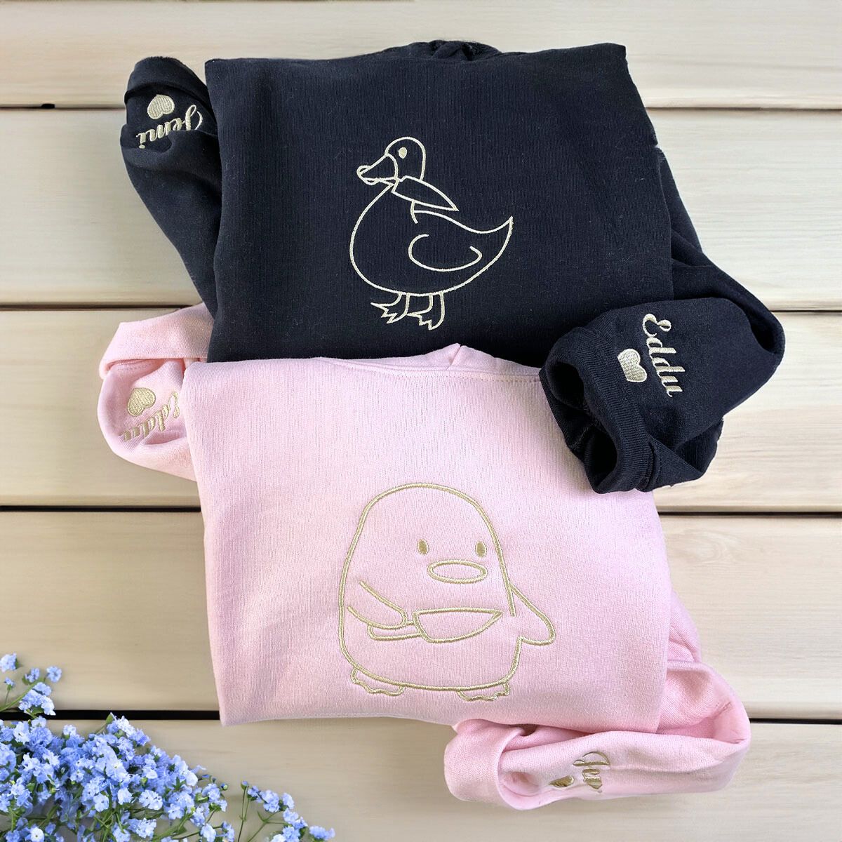 Custom Duck Duck Goose Sweatshirt or Hoodie, Embroidered for Couple Valentine's Gifts